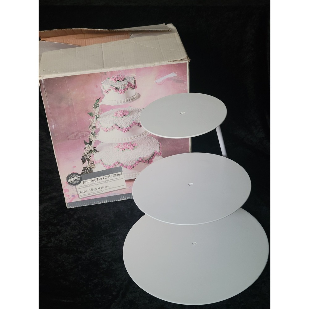Wilton Floating Tiers Cake Stand Set 307-825 White Metal 3 Tier Wedding Display